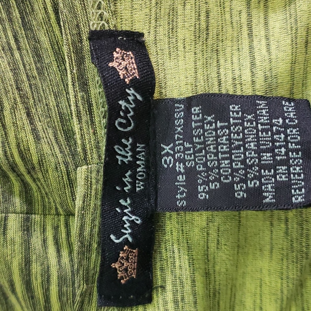 Suzie In The City Size 3X Green & Blk Cowl Neck w/Built In Cami High Quality - Picture 5 of 6
